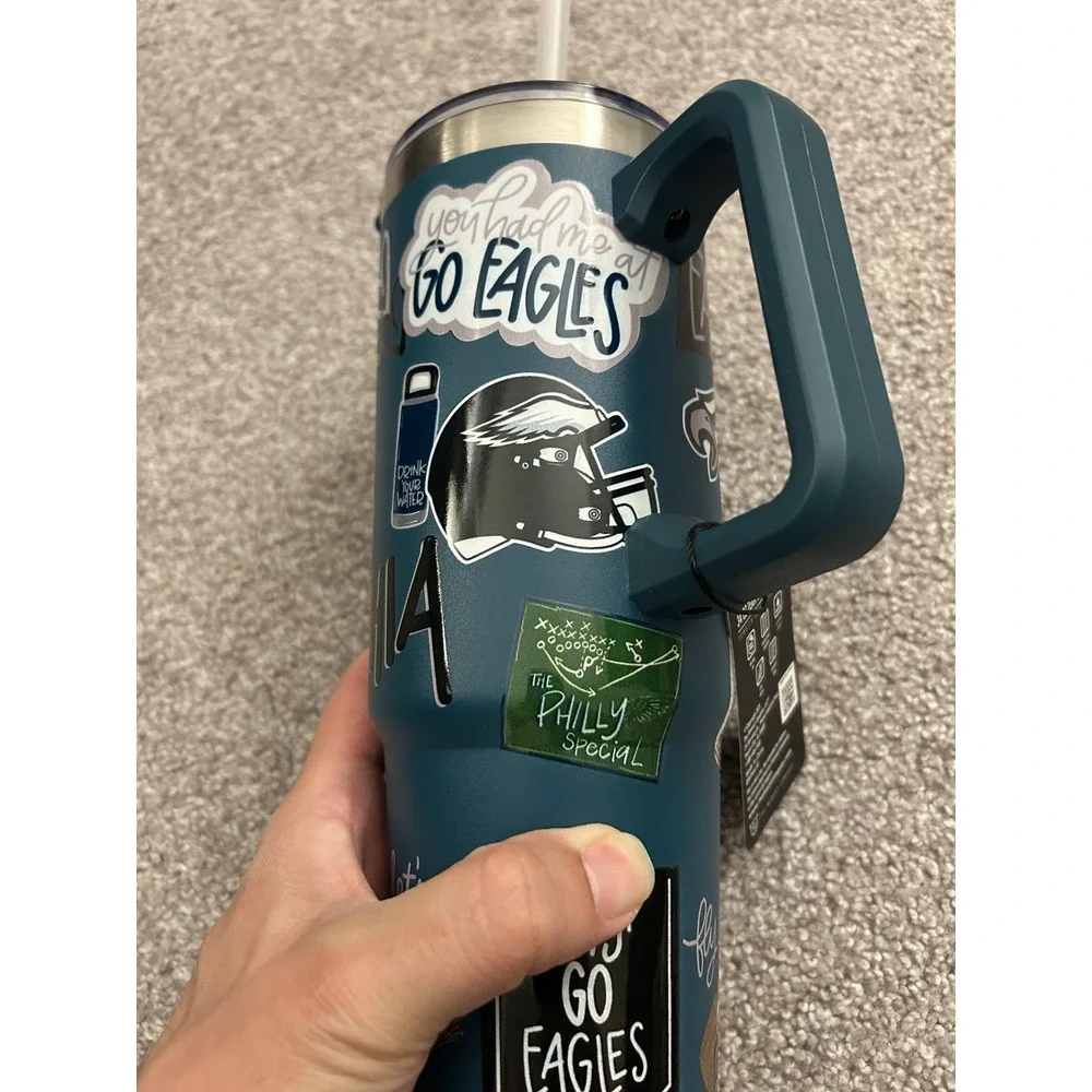The Memory Company Philadelphia Eagles Tumbler Unisex 34oz Teal New Cheer Design